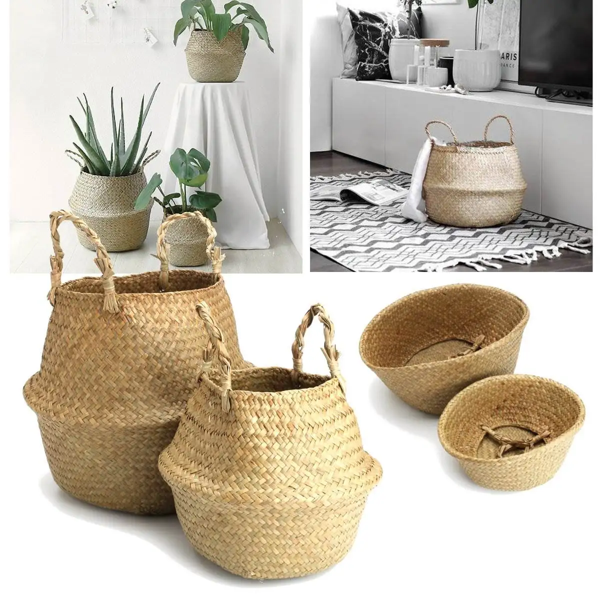 rattan belly basket natural storage basket plant toys laundry storage holder container home plants flower decoration - Decorative Storage Baskets rattan belly basket natural storage basket plant toys laundry storage holder container home plants flower decoration - Decorative Storage Baskets