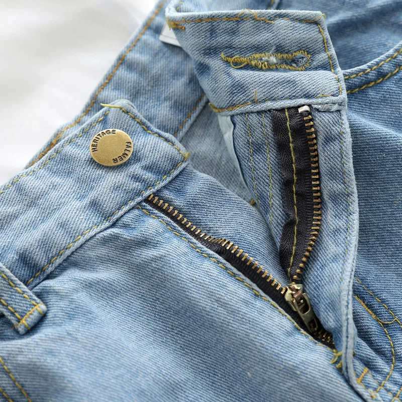 2018 Европейский Американский синий летние джинсы Шорты Высокая талия Шорты для женщин носить свободные с отверстиями джинсы короткие