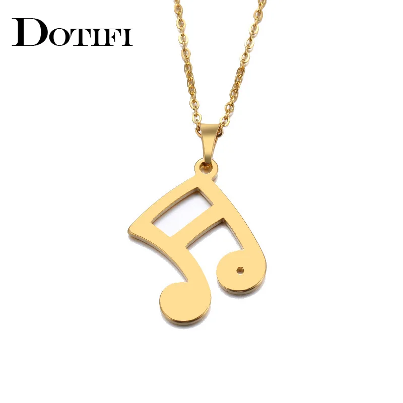 DOTIFI, ожерелье из нержавеющей стали для женщин, мужчин, влюбленных с музыкальными нотами золотистого и серебристого цвета, ожерелье с кулоном, ювелирные изделия для помолвки