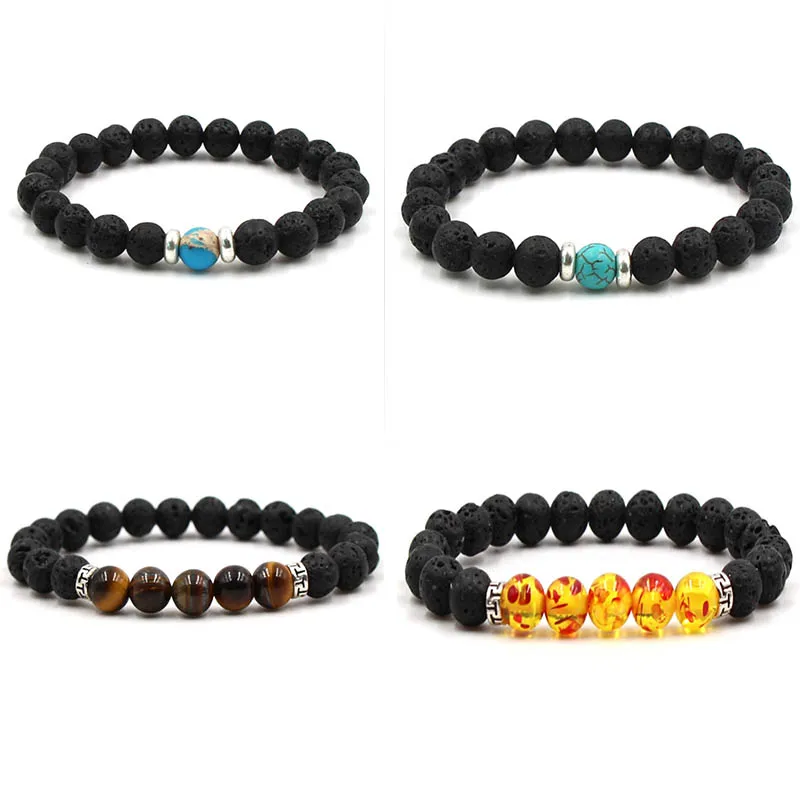 

18 Colors 8MM Black Lava Stone Beads Bracelet DIY Aromatherapy Essential Oil Diffuser Bracelet Stone Strand Jewelry