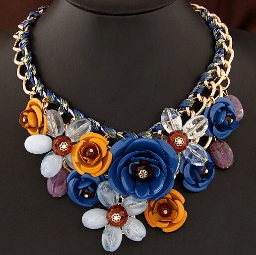 SBY0469 Fashion Elegent chain Chokers chunky big statement Chunky flower Short necklaces