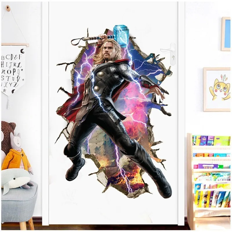 3D сломанный Настенный декор Мстители настенные наклейки для детской комнаты домашний декор DIY герои марвел плакат настенные наклейки на стене обои