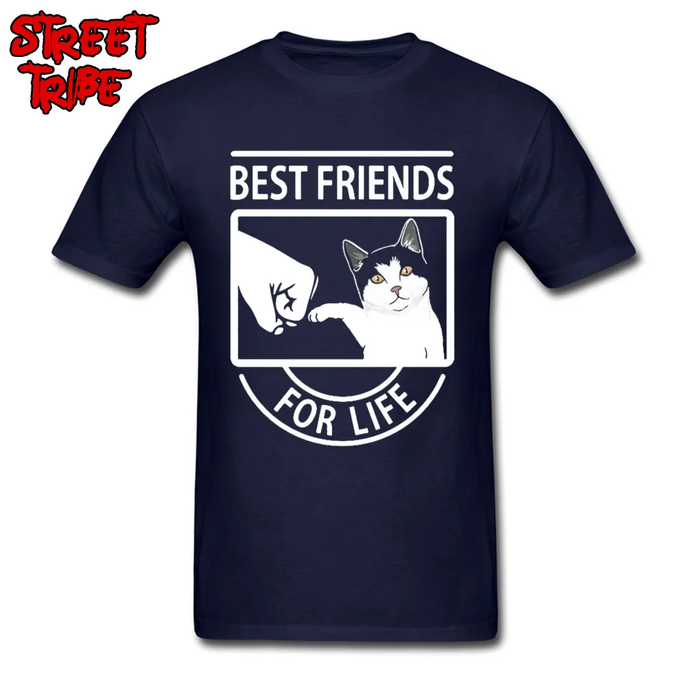 Casual Personalized Mens T Shirts Prevalent Summer/Fall Short Sleeve O Neck 100% Cotton Fabric Tees Simple Style Tee Shirts Cat Best Friends For Life 4643 navy