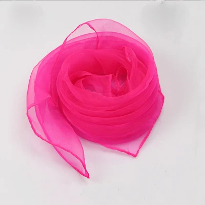 Rose Red Sparsil, женский, летний, весенний, прозрачный, квадратный шарф, Одноцветный, головной убор, тонкий, шифон, шарфы, модная, органза, обертка, 70 см* 70 см - Цвет: Rose Red