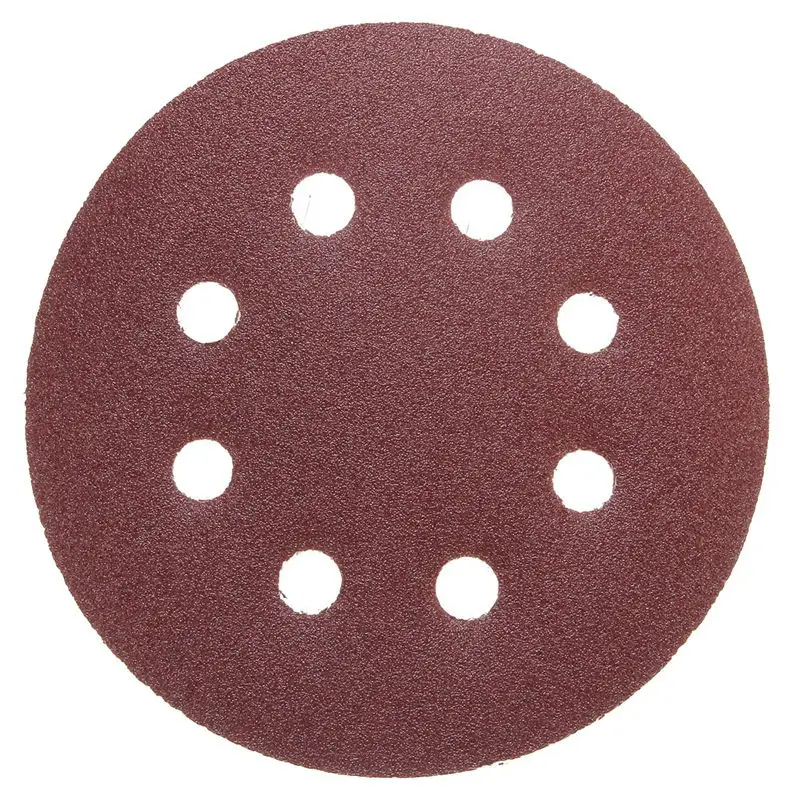 ELEG-5 inch 8 Hole 120 Grit Sand Disc Random Orbit Sandpaper Loop Hook for Sanding Sander