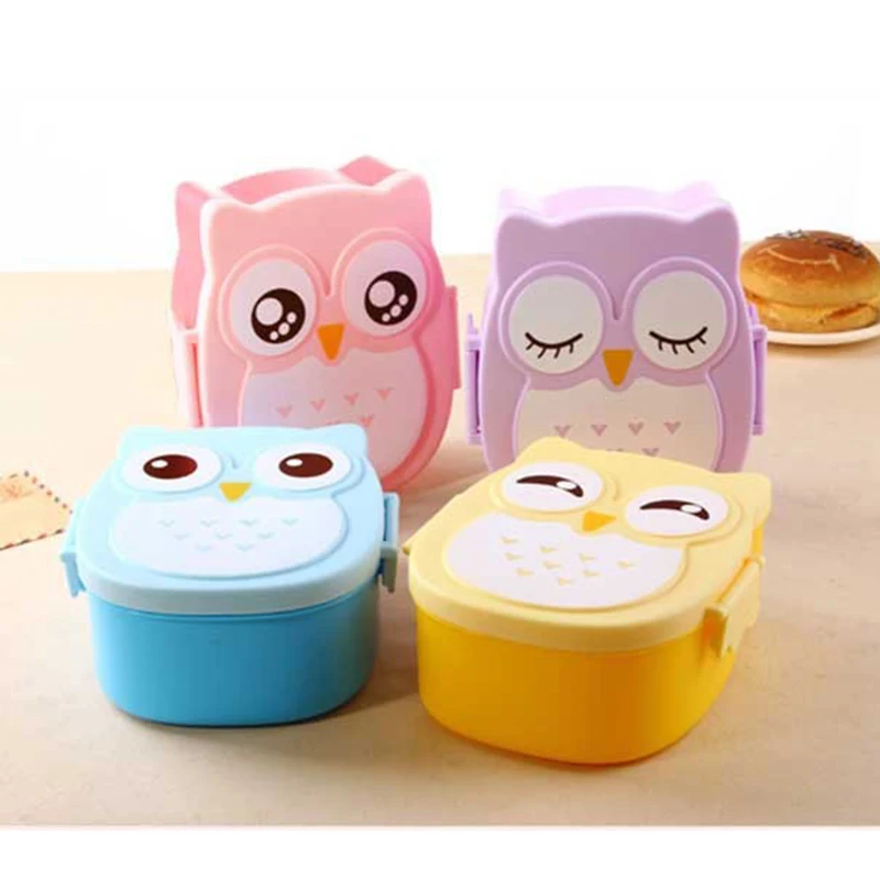 

1050ml Cartoon Owl Lunchbox Food Fruit Storage Container Portable Bento Box Food-Safe Food Picnic Container For Children