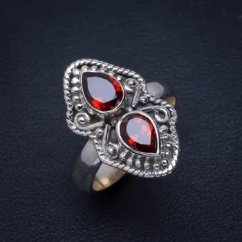 

Natural Garnet Handmade Unique 925 Sterling Silver Ring 7 B1240