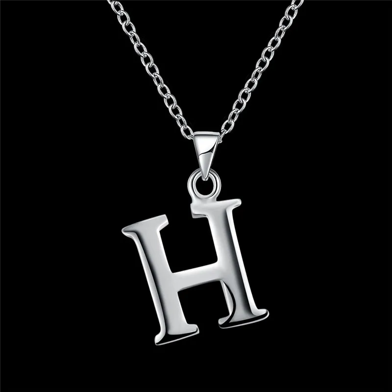 Fashion Jewelry 18 inches 925 Sterling Silver Link Chain Letter H