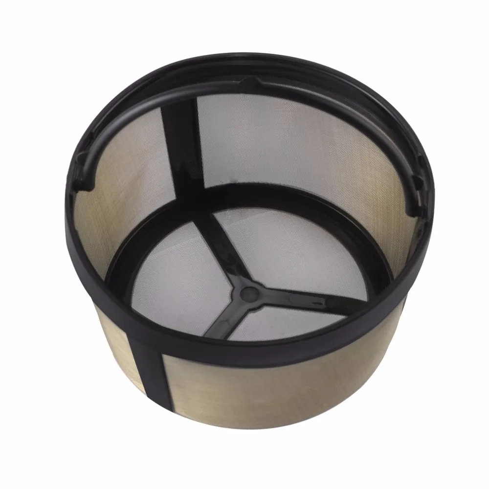 New Permanent Basket Style Gold Tone Coffee Filter With Solid Bottom