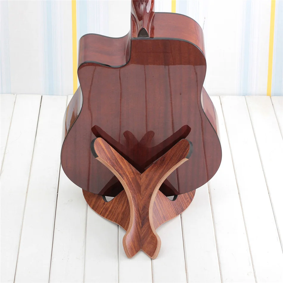 MUKU Longteam Wooden Guitar Stand Handcrafted Solid Walnut Wood Floor