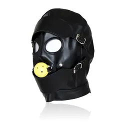 Маска BDSM с рот кляп в форме шарика маска-Фетиш головные уборы бондаж из искусственной кожи ограничения Sm Продукты ролевая игра Slave Adult игры