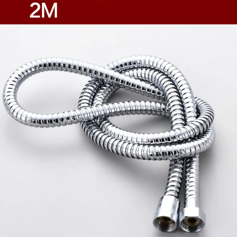 1.5m 2m PVC Shower Hose For Bath Hand Shower Head Flexible PVC Shower Hose Smooth Silver High Pressure Flexible Hose - Цвет: shower hose 2m