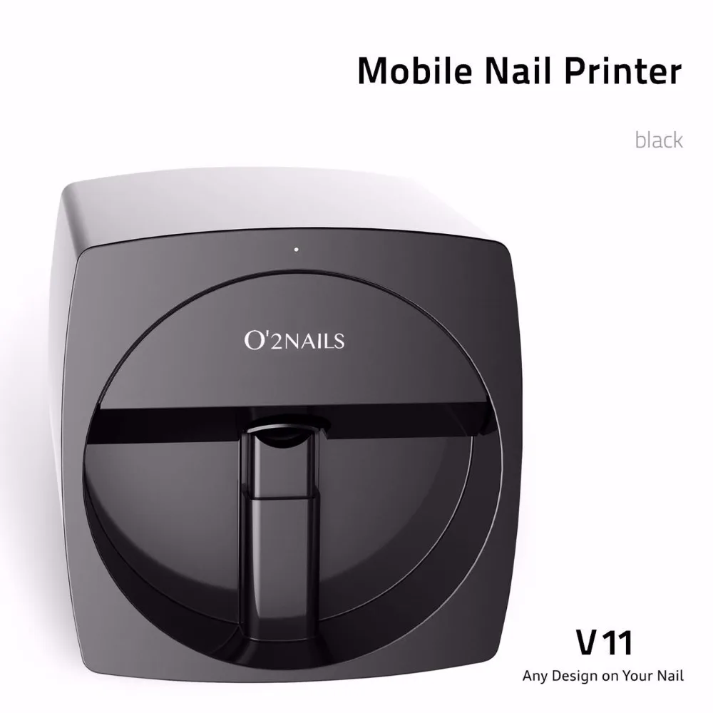 NEW O2 V11 Mobile Nail Printer nail Manicure Color Printing Nail Art Equipment nail printer machine controled by phone App - Цвет: Black with EU plug