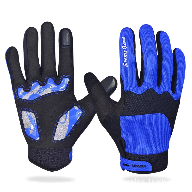 Boodun Full Finger Cycling Gloves Touch Screen GEL Bike Gloves Men Sport Shockproof MTB Road