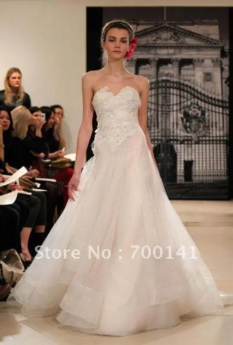 free shipping New Sexy Strapless Sleevless Lace/Applique Beaded Ball Wedding dress | Свадьбы и торжества