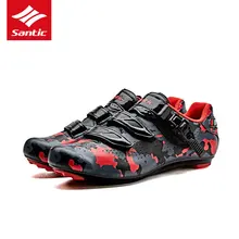 Santic 2018 Men Pro Road Cycling Shoes PU Breathable Road Bike Shoes Auto-locking Athletic Racing Bicycle Shoes Cycling Equipme
