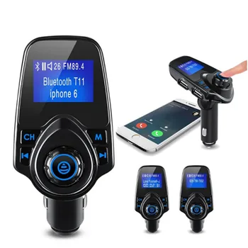 

Kingslims Car Kit FM Transmitter Bluetooth Car Mp3 Player Handsfree A2DP 2.1A USB Charger LCD Display FM Modulator Audio Player