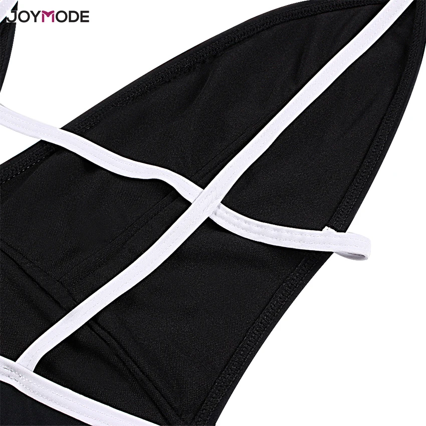 JOYMODE сексуальный Монокини Для женщин Bodycon Глубокий v образный вырез боди Черный и