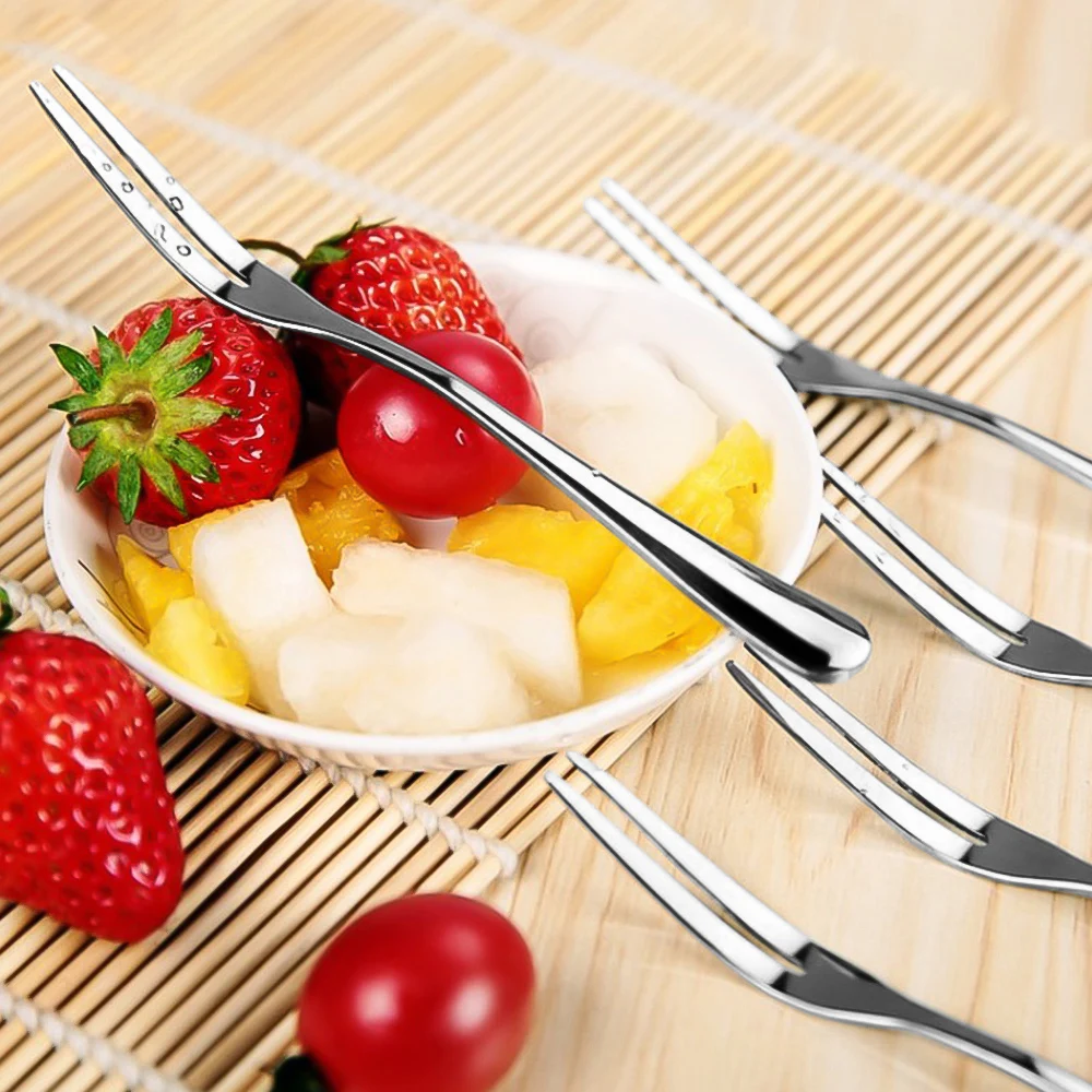 5Pcs Stainless Steel Dinner Fork TWO Tine Korean Long ...
