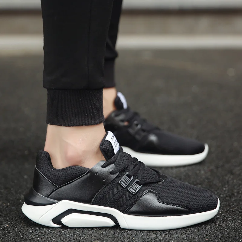 

2018 Brand Mesh Casual Shoes Men Light Breathable Men's Sneakers Shoes Male Walking Footwear Black Plus Size 39-44