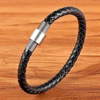 

XQNI Stainless Steel Buckle Vintage Leather Combination Genuine Leather Bracelet For Men Hand Jewelry For Marry Christmas Gift