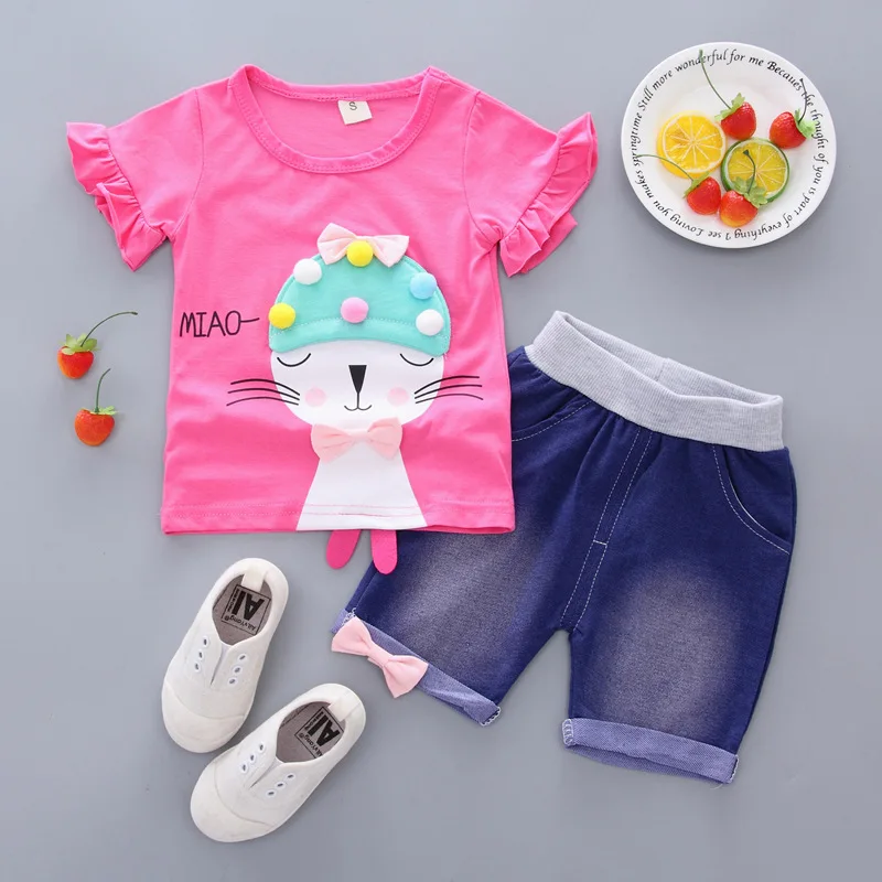 Комплект для малышей из 2 предметов летние комплекты одежды маленьких девочек