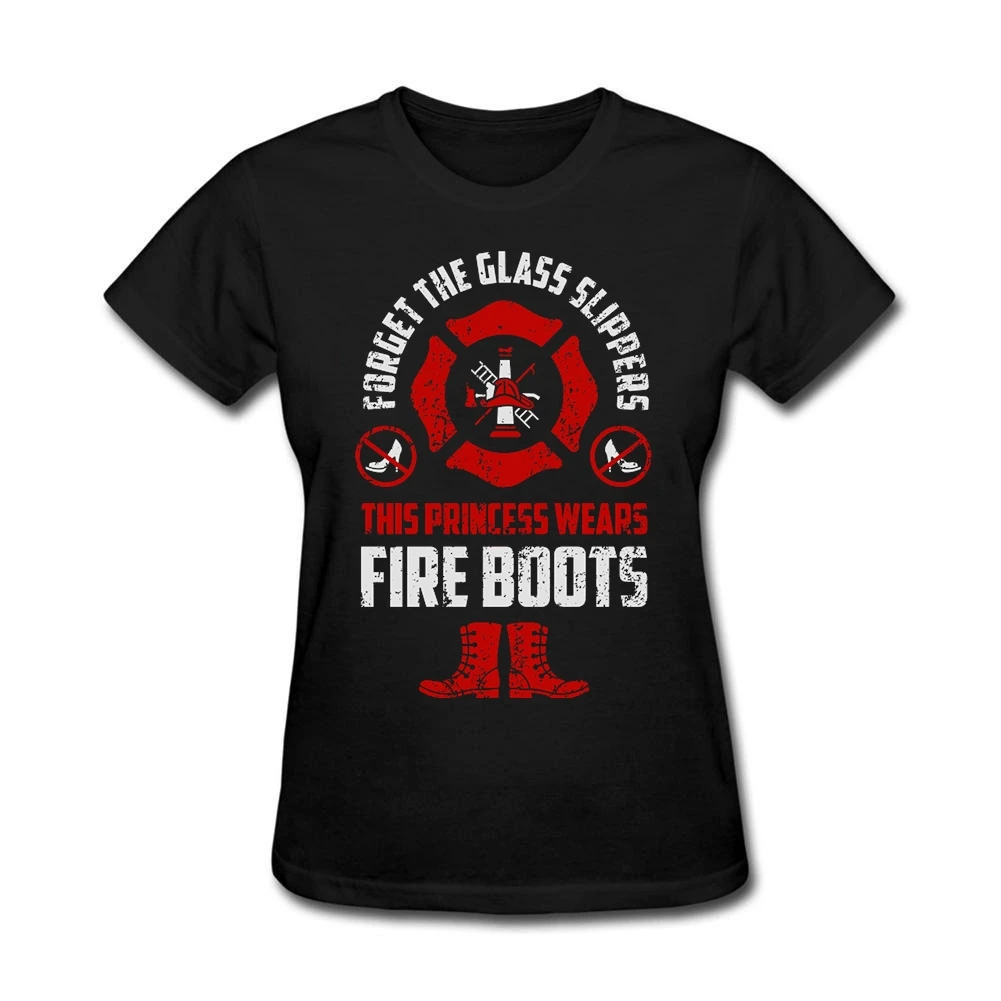 

Women's tshirt with Firefighter - Forget the glass slippers This princess wears Fir Patriotic t-shirt Maker for GF Red Basic Tee