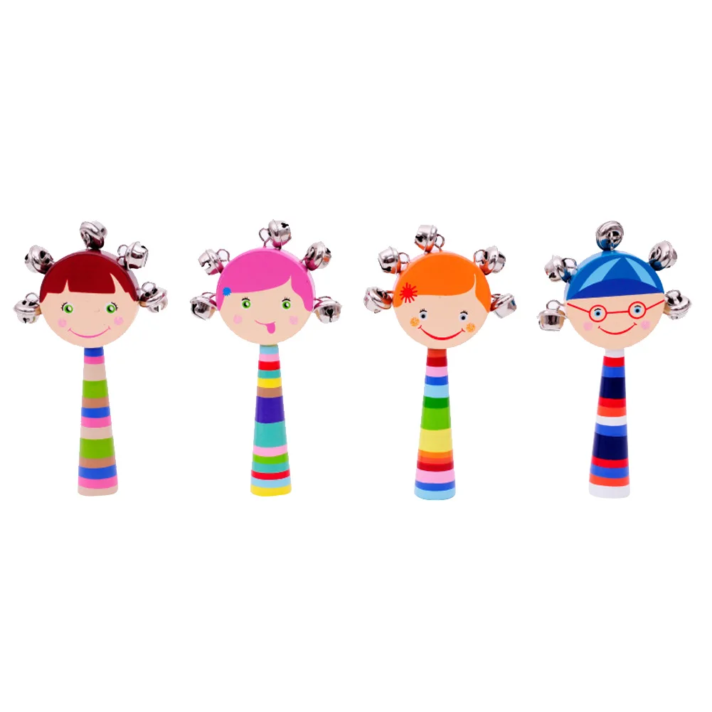 Lovely Baby Girls Pattern Handbells Infant Hand Shaking Ringing Bell