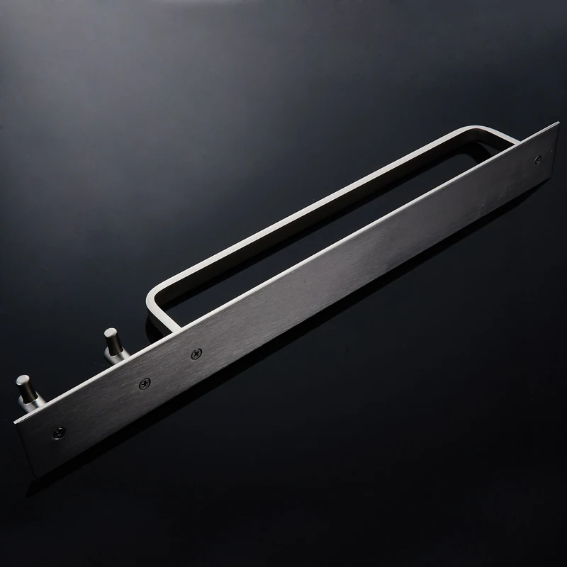 Towel Holder Black Single Towel Bar Aluminum Brushed Wall Mounted Bathroom Towel Rack Hanging Holder with 2 Hooks toallero Towel Holder Black Single Towel Bar Aluminum Brushed Wall Mounted Bathroom Towel Rack Hanging Holder with 2 Hooks toallero