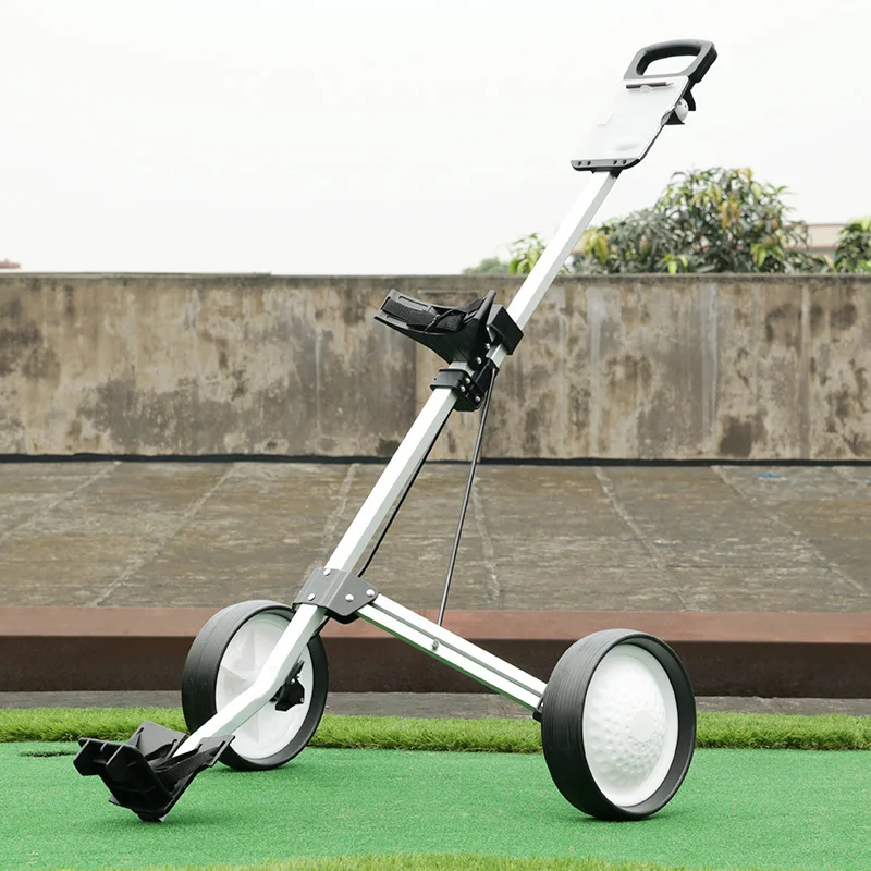 Image brand PGM. Founders Club Quick Easily Fold Wheel Golf Push Pull Cart Trolley, White, Easy folding, portable, sturdy and durable