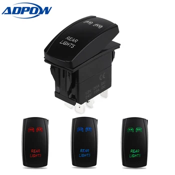 

ADPOW 5pin Laser Push Button Rocker Toggle Switch LED Bar Light 12V Waterproof Auto Led Light Bar Rocker Switch LED
