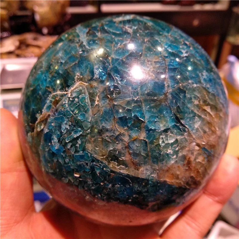 DHX SW около 10 см большой натуральный Синий Апатит Сфера польский шар камень Таро карты Чтение медитация Исцеление Кристалл Камень
