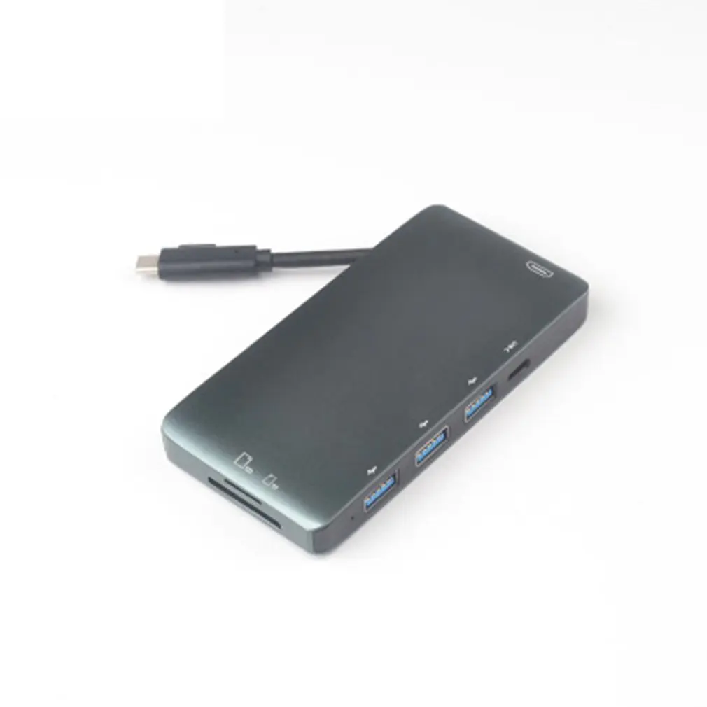 

Black Docking Station HUB Type-C To HDMI VGA USB 3.0 RJ45 Audio PD Converter Multi-Functional Docking Station