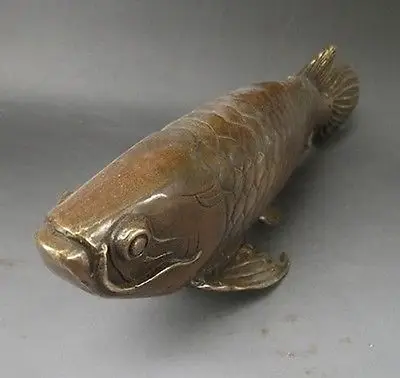 

Crafts Arts Superb 11" Rare, Chinese Bronze copper Carved statue ' Fish every year tools wedding Decoration Brass