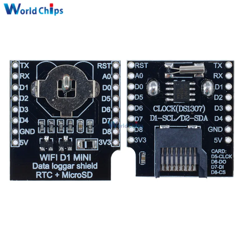Micro SD для Wemos D1 Мини часы в реальном времени журнал данных щит регистратора+ RTC DS1307 часы для Arduino/Raspberry