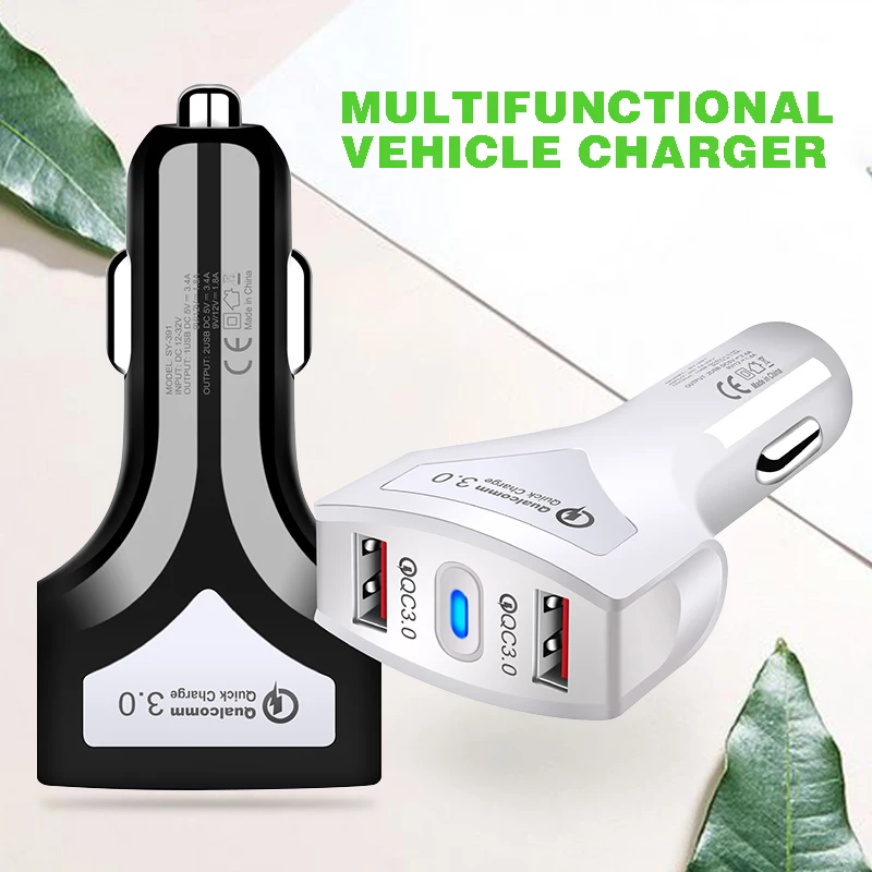 

Pohiks High Quality Car Charger For Smart Phone Dual 2-Port USB QC3.0 Quick Fast Charging Car Charger for Mobile Cell Phone