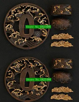 

Top Quallty JAPANESE SWORD KATANA FITTINGS BRASS TSUBA FUCHI KASHIRA MENUKI METAL ORNAMENTS