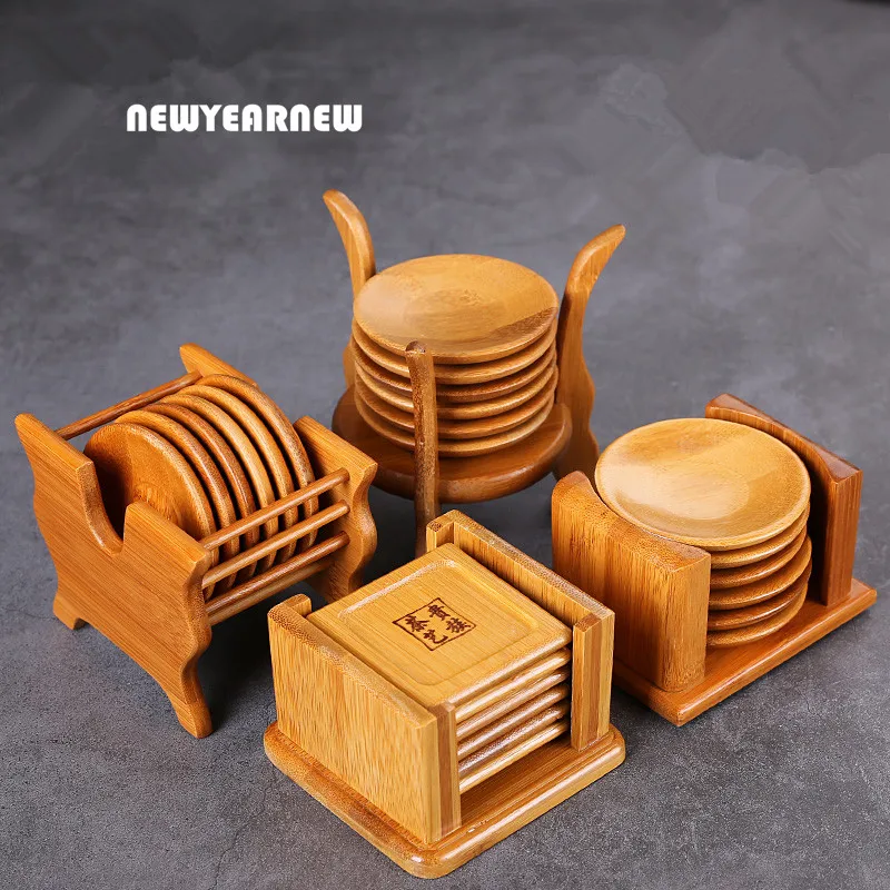 NEWYEARNEW Wooden Tea Cup Mats Pads for Tableware Set Cup Mat Creative