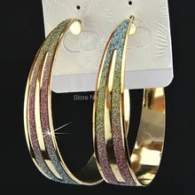 12 пар модные большие красочные радужные матовые золотой обруч серьги для женщин вечерние шоу бижутерия оптом A1053