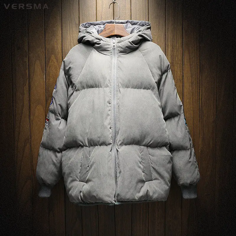 VERSMA, зимняя уличная одежда в стиле хип-хоп с карманами, черная теплая парка с капюшоном, мужская повседневная куртка в Корейском стиле, большие размеры, пальто, парка для мужчин - Цвет: Dark Gray