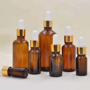 

free shipping 1pcs/Lot Amber Glass Dropper Bottle For Essential Oil 5ML 10ML 15ML 20ML 30ML 50ML 100ML Pipette Bottles
