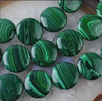 

beads 12mm Green Multicolor Malachite Gem Coin Loose Bead 15'' #@