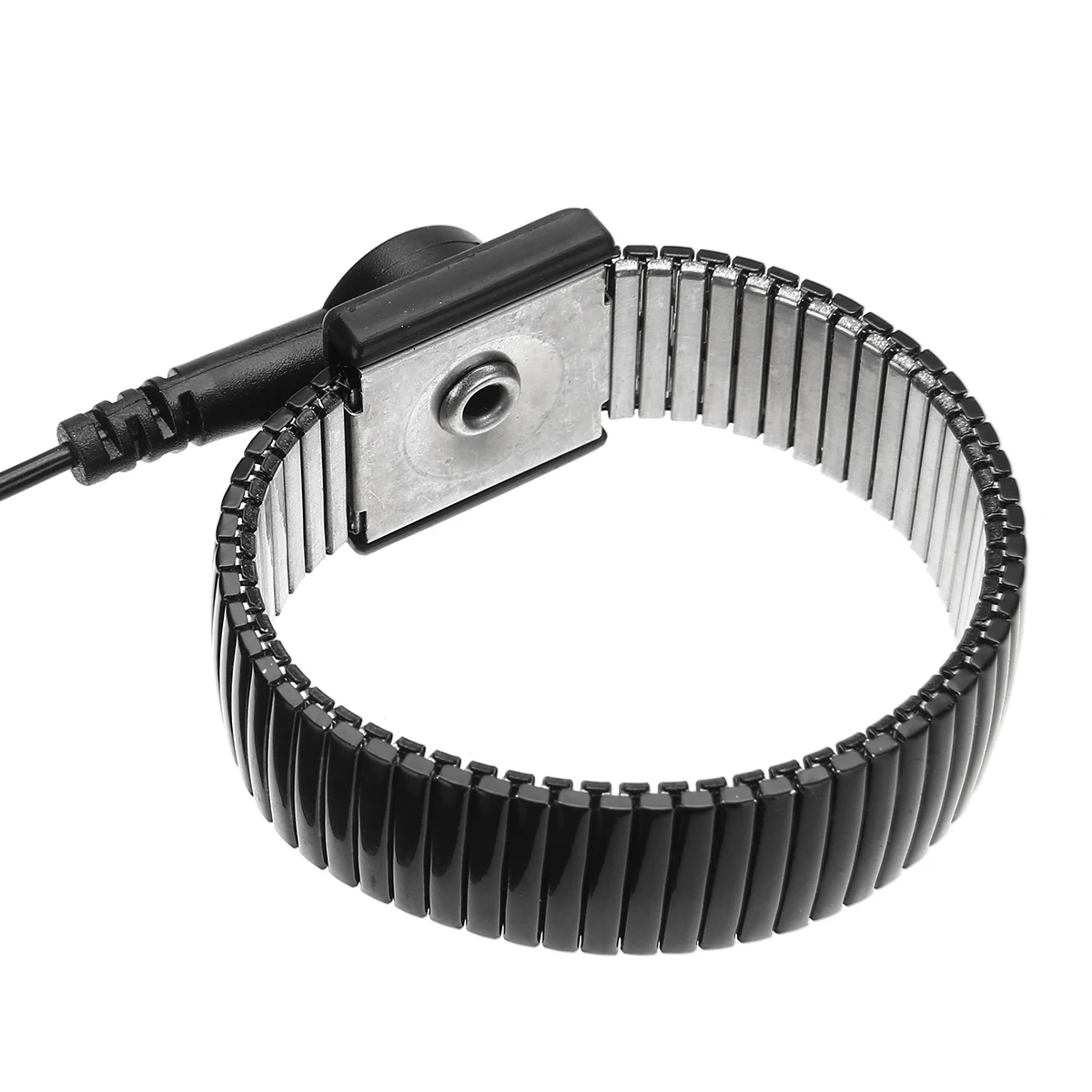Black Metal Ring Anti Static Ground Wrist Strap Band ESD Discharge Cord Wire Cable Metal Bracelet with Alligator Clip