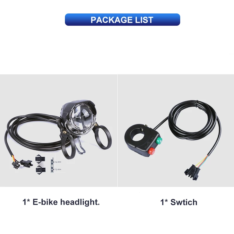 Top E-bike Headlights 65lux 3W DC 6V-80V LED Front Light With Switch For Electric Bicycle Conversion Bafang Kits Ebike Parts 985 4