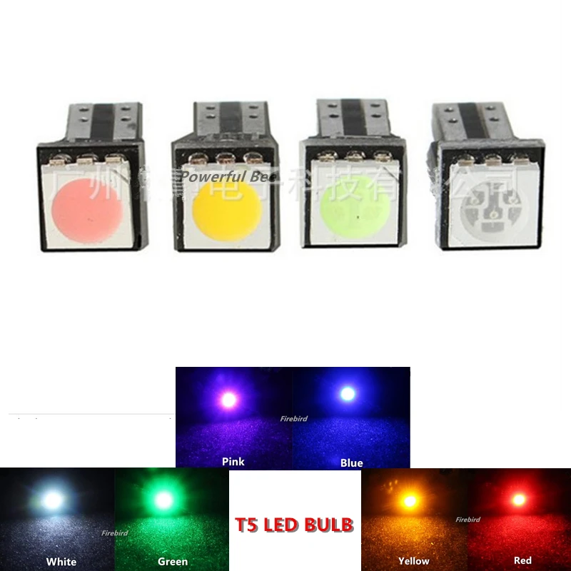 50 x T5 5050SMD светодиодные лампы для приборной панели белый синий зеленый красный