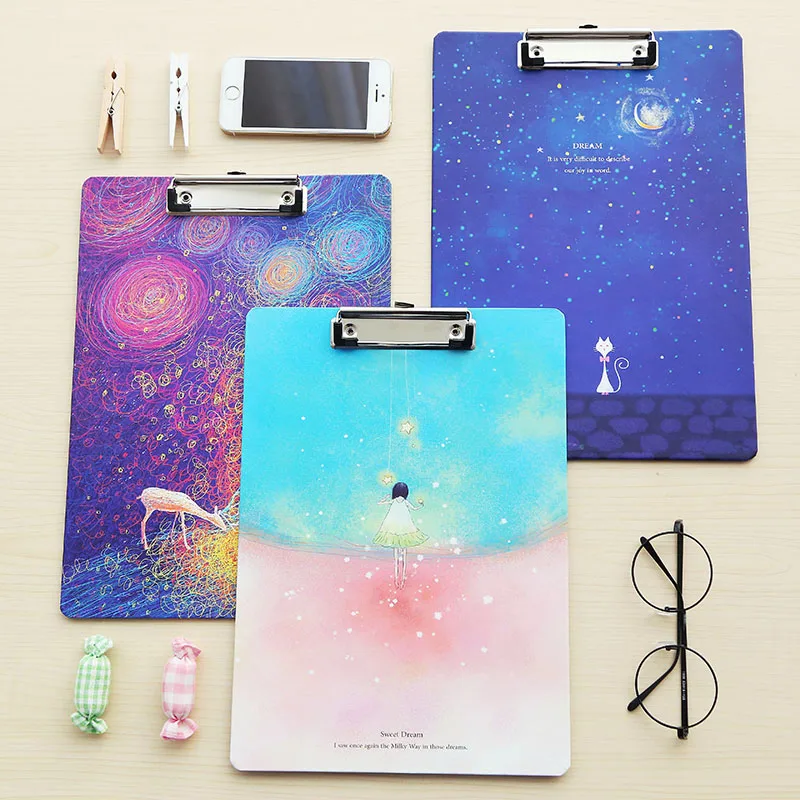 

MIRUI Colorful Clipboard Writing Pad Clip Student School Office Supply Gift Stationery random desgin
