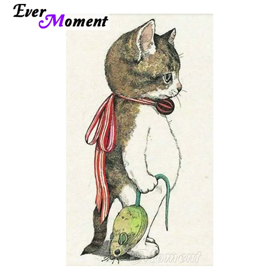 

Ever Moment Diamond Painting Cat Animal Home Decorations Cross Stitch 5D DIY Full Square Rhinestones Diamond Embroidery ASF1300