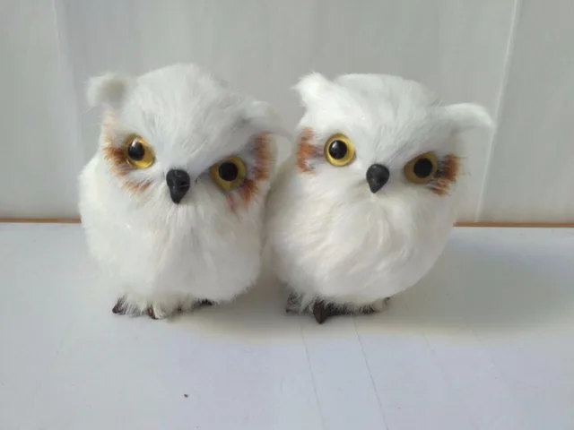 7x6x9 cm putih owl model, polyethylene & bulu simulasi 