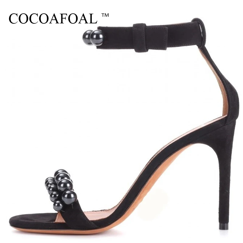 

COCOAFOAL Women Fashion Heel Height Sandals Plus Size 33 43 Gladiator Bridal Shoes String Bead Sexy Wedding Sandals Strappy 2018