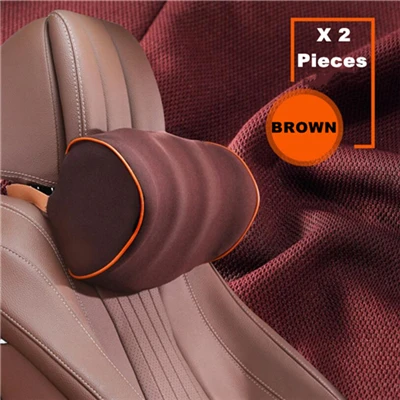 Универсальные 2 шт. автомобильные сиденья поясная подушка поддержка спины шеи авто пены памяти подушка для отдыха шеи набор защиты позвоночника Ортопедическая подушка - Цвет: Brown Headrest X2